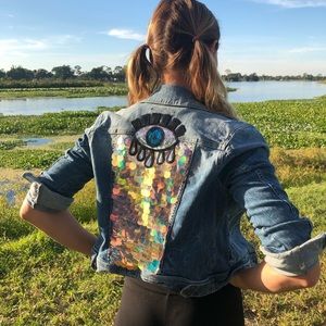 Sequin festival party denim jacket